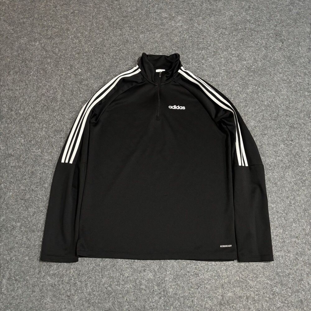 Adidas 1/4 Zip Pullover Men's Large Black Soccer Training